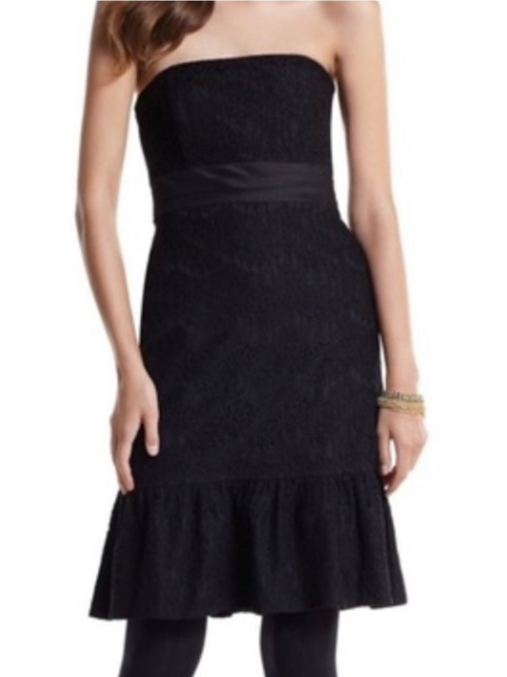 White House Black Market Strapless Black Lace Cocktail Dress Size 12